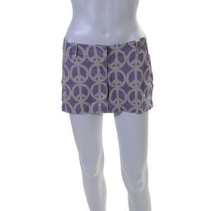 Jules Reid Womens Mid Rise Peace Short Shorts Gray Purple Cotton Size 4